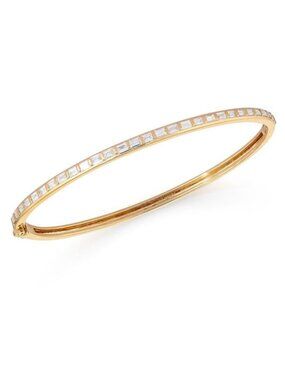 Square Cut Diamond 14K (or 18k upon request) Yellow Gold Channel Bangle Bracelet